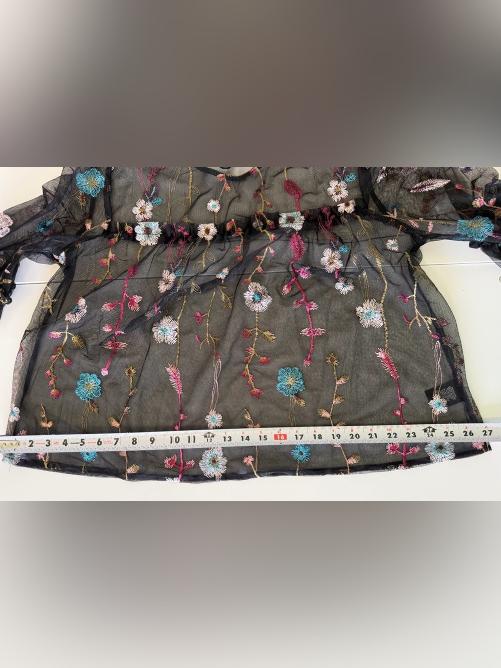 Women’s Embroidered Long Sleeve Mesh Fairy Grunge Top Size L Whimsygoth Festival - Picture 5 of 15